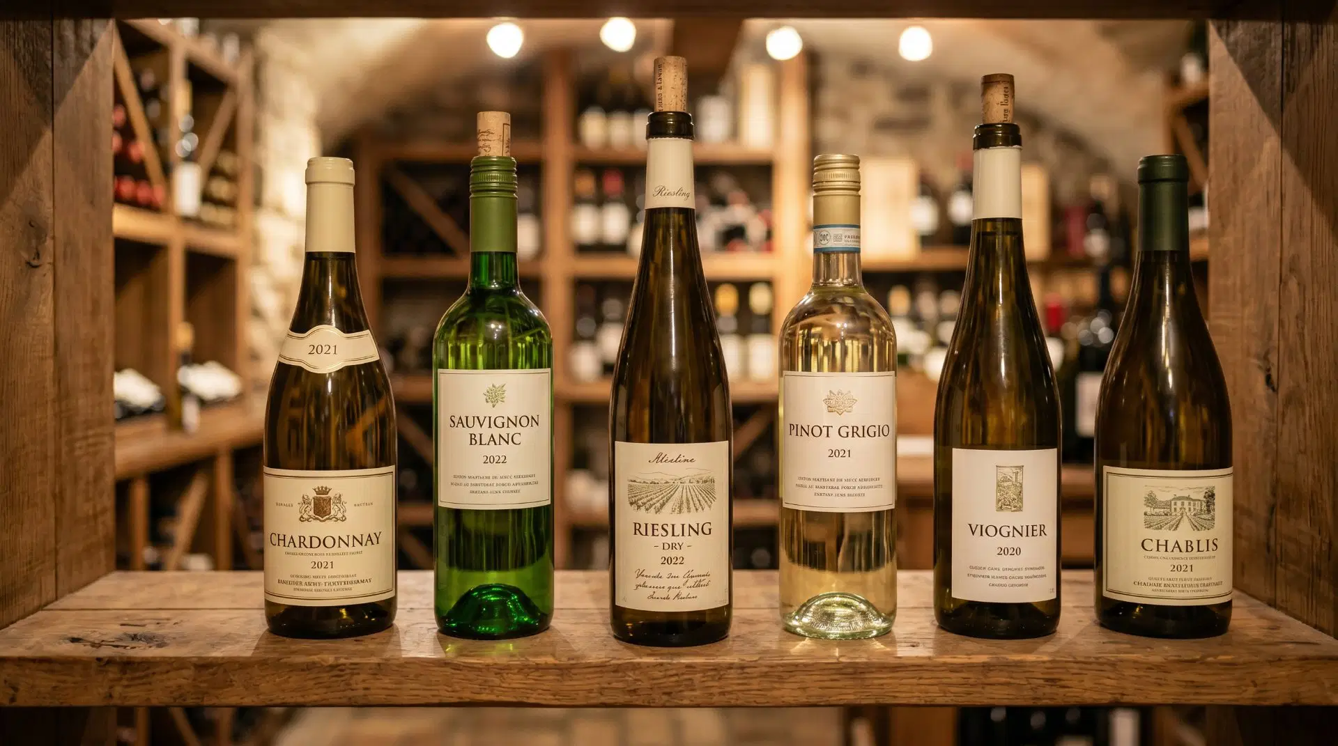 Präsentation von verschiedenen Weißweinen