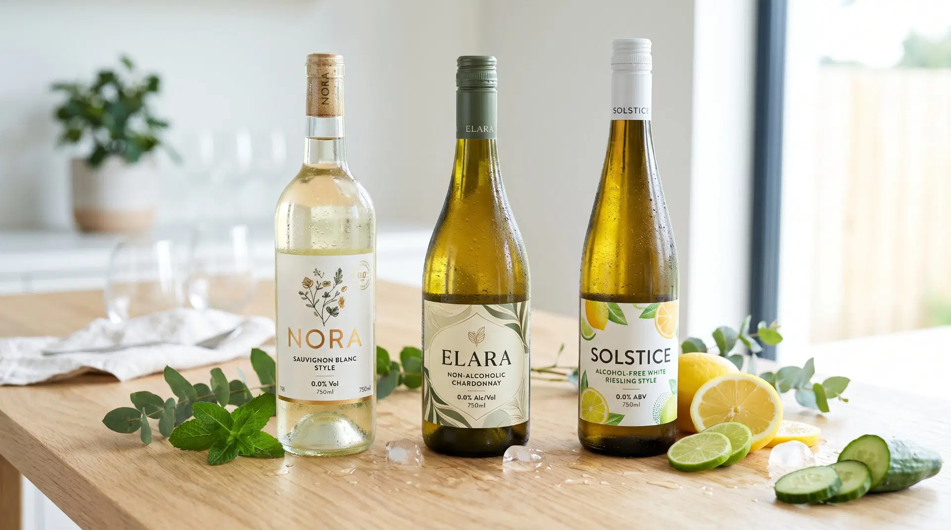 Dekorierte 3 Flaschen von alkoholfreiem Alkohol