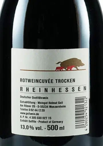 Rückenetikett einer Weinflasche