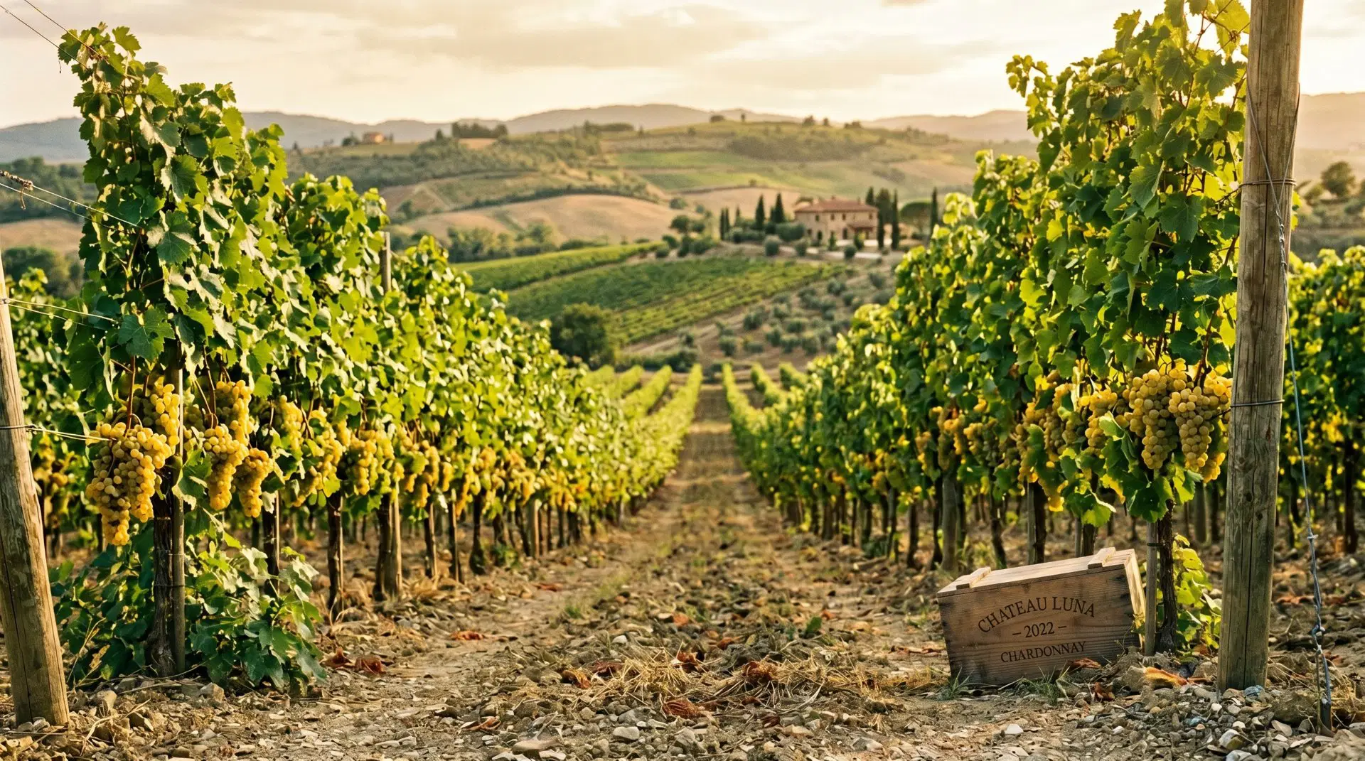 Weinberg des Winzers Chateau Luna mit Chardonnay