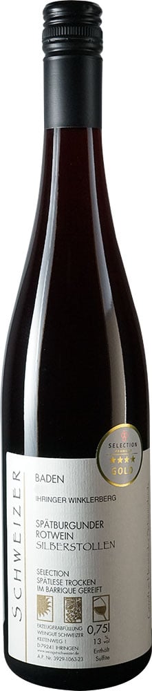 2019 Ihringer Winklerberg Spätburgunder Rotwein im Barrique gereift "Silberstollen"