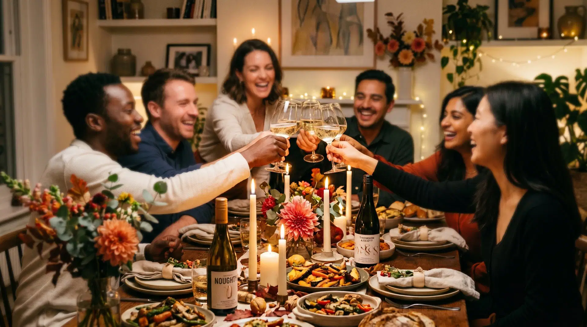 Freunde stoßen mit alkoholfreiem Sekt an